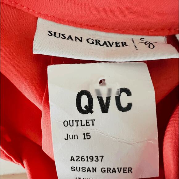 Susan Graver Tunic Top Coral Orange Size 4 New - Picture 9 of 10
